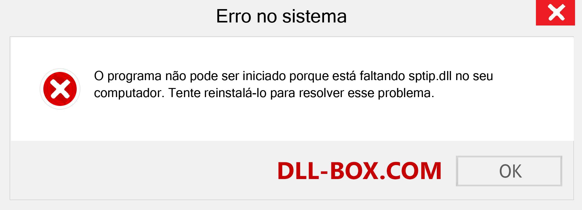 Arquivo sptip.dll ausente ?. Download para Windows 7, 8, 10 - Correção de erro ausente sptip dll no Windows, fotos, imagens